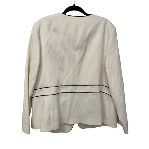 Talbots Dobby Weave Piped One Button White Blazer Career Jacket NWT Size 18W - Picture 3 of 7